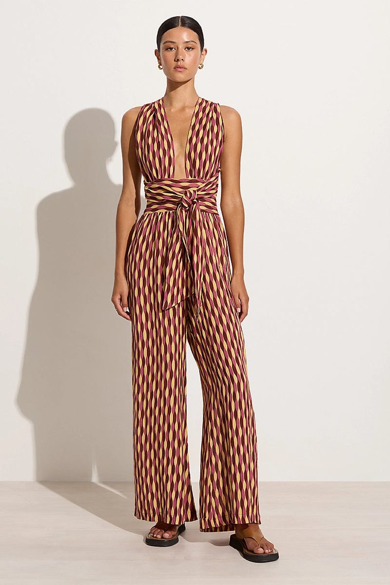 Faithfull the brand striped jumpsuit on sale