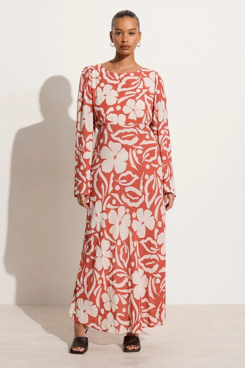 Shiva Maxi Dress Pavito Floral Watermelon Faithfull the Brand