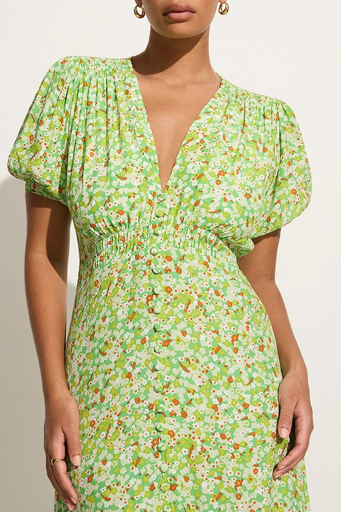 Bellavista Midi Dress Lou Floral Print Green Final Sale