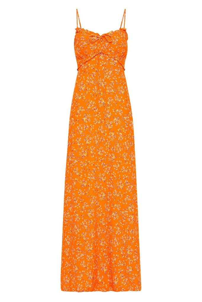 Gita Midi Dress Audrey Floral Orange - Faithfull the Brand