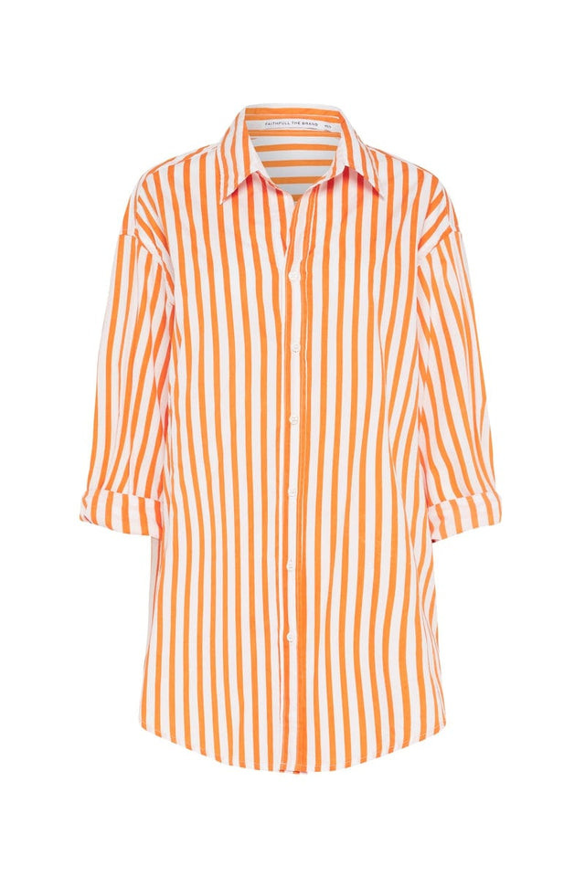 Vega Shirt Dress Martie Stripe Print Tangerine - Final Sale