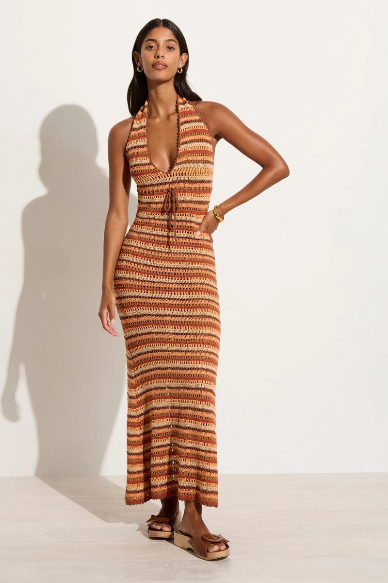 Crochet halter maxi dress best sale