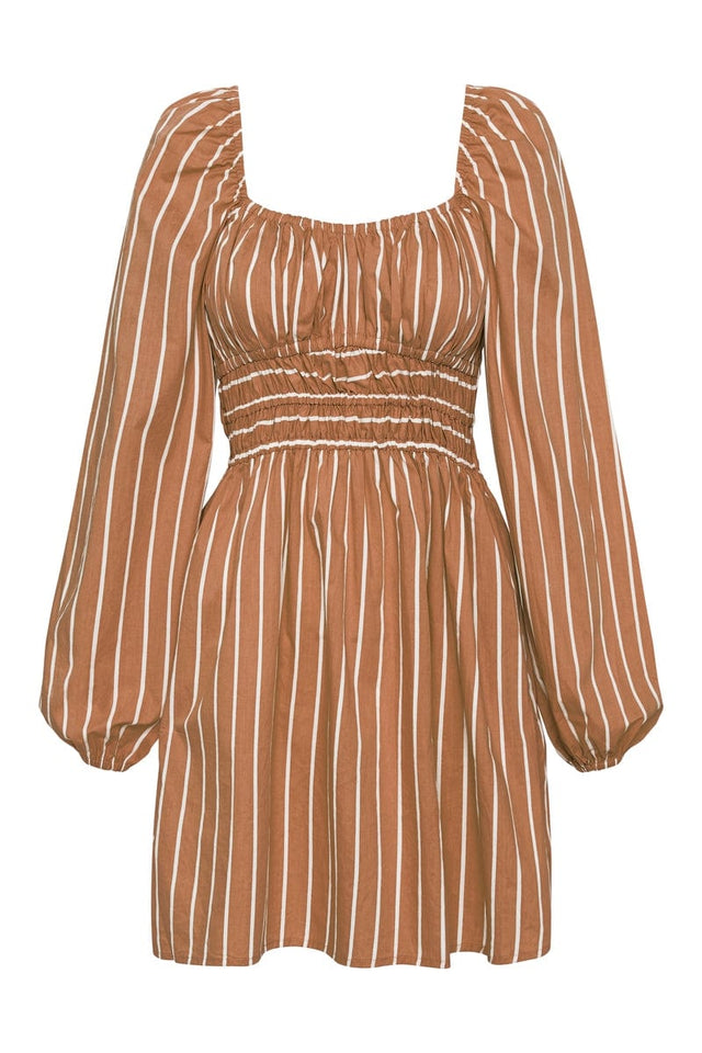 Paloma Mini Dress Adia Stripe Print Hazelnut - Final Sale
