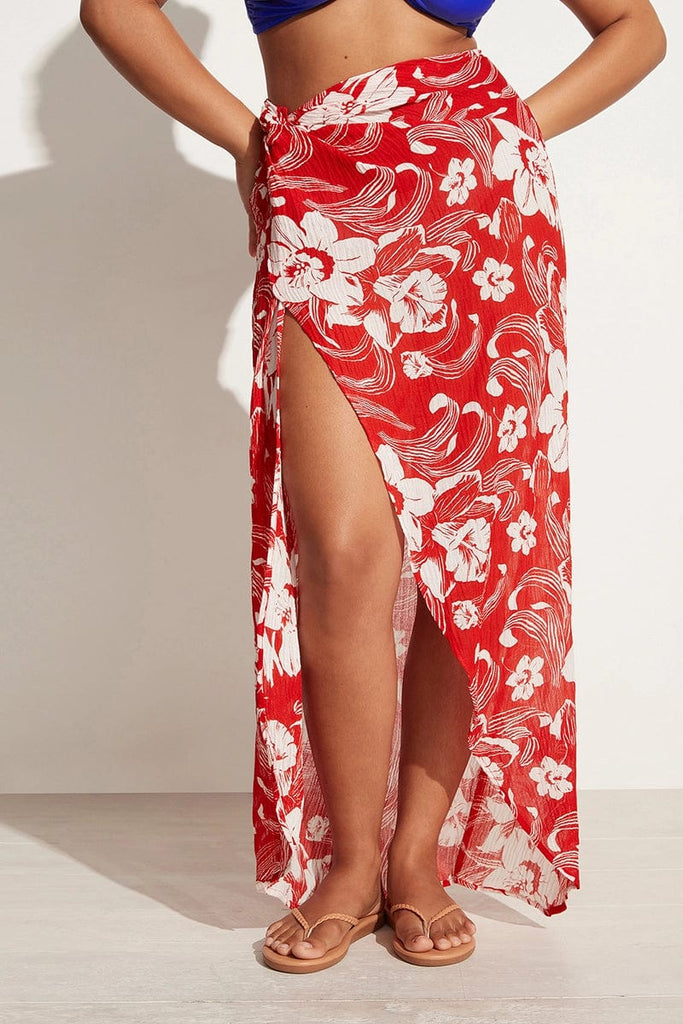 Floral maxi skirt sales red