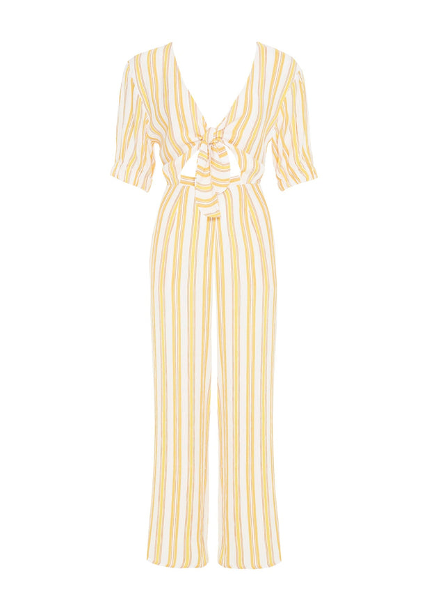 Azure Stripe Print Sun Matese Jumpsuit  - Final Sale