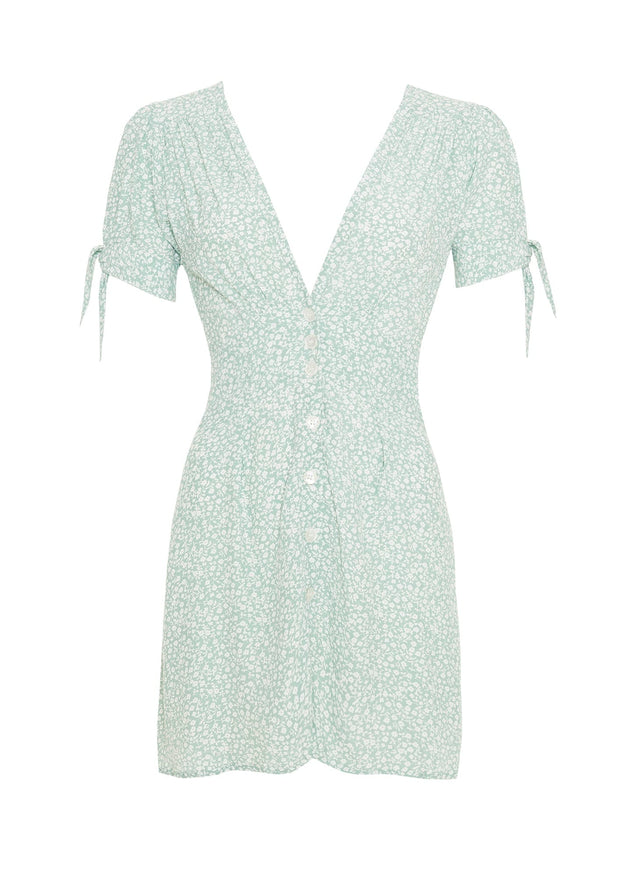 Kaia Floral Seafoam Marianne Mini Dress  - Final Sale