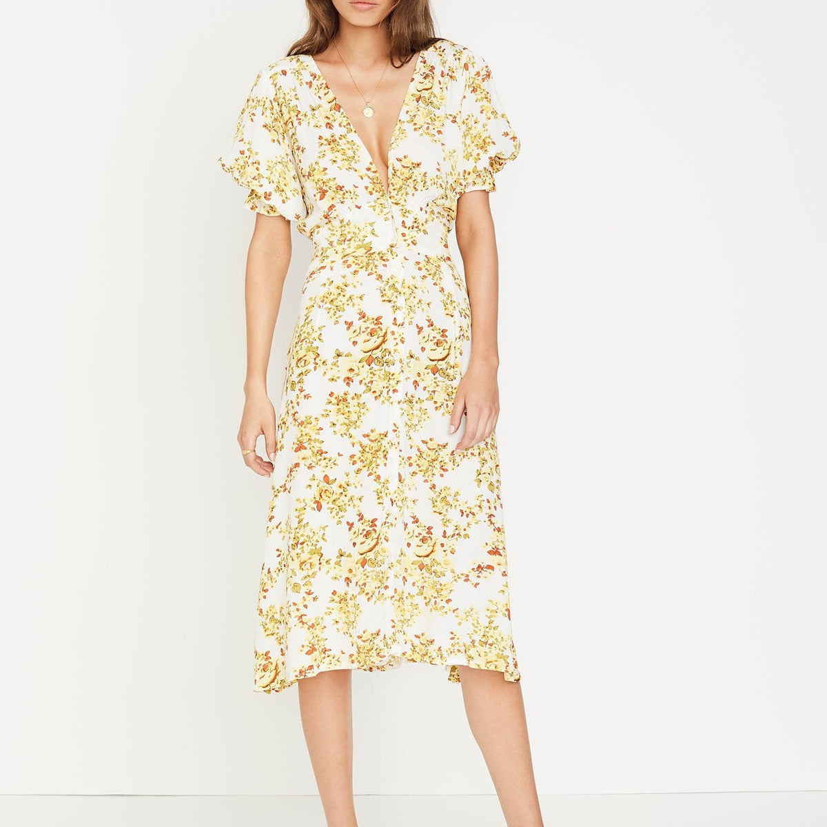 Goldie Floral Off White Rafa Midi Dress - Final Sale