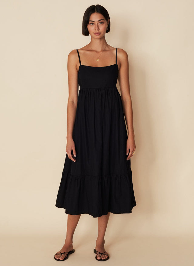Candace Midi Dress Plain Black -Final Sale