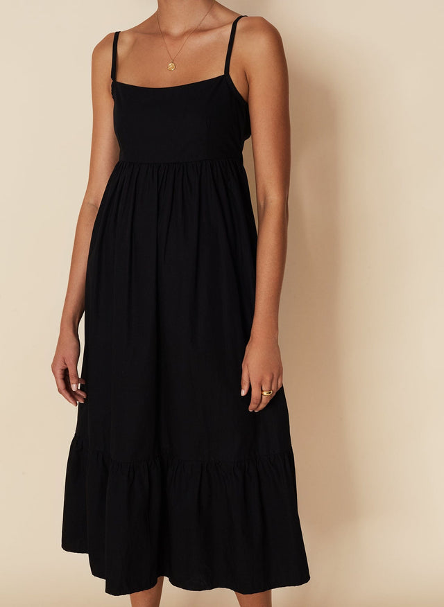 Candace Midi Dress Plain Black -Final Sale
