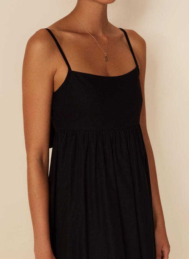 Candace Midi Dress Plain Black -Final Sale