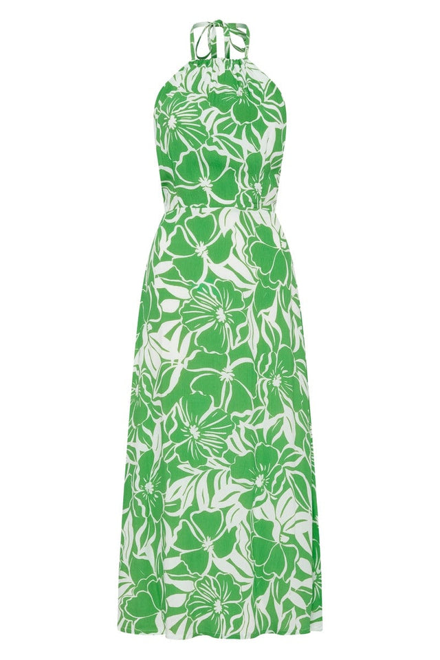 Taormina Midi Dress El Marsa Floral Print Green - Final Sale